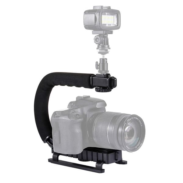 Videohåndtak for stabilisering av action, med blitssko