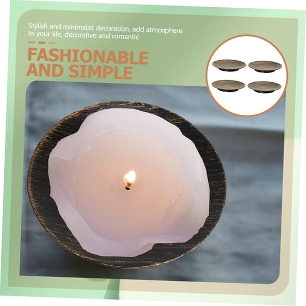 4st Scented Candle Tray Iron Art Black Round Candle Holder for Home Decor