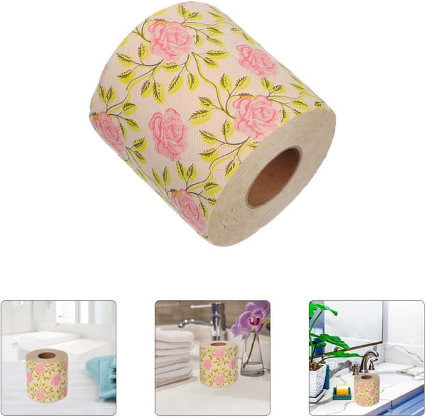 Bamboo Pulp Toilet Roll with Rose Pattern, Bulk Toilet Paper for Bathroom Cleaning