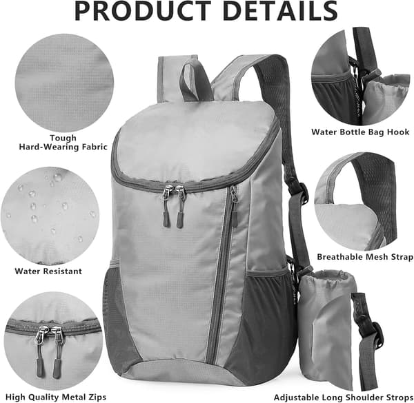 Lightweight Foldable Backpack, Small Hiking Backpack, Waterproof Packable Backpack for Men Women Kids, Durable Backpack for Outdoor Sports