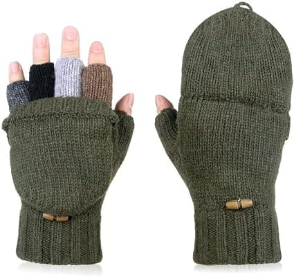 Vinterhandsker fingerløse flip-handsker fortykkede strikkede kashmirhandsker vanter