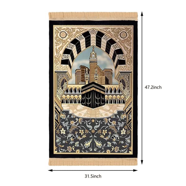Thick Padded Muslim Prayer Mat with Tassels, Traditional Patterns Islam Prayer Rug Comfortable Kneeling Floor Mat Islamic Mat Prayer Mat Eid Ramadan Gift