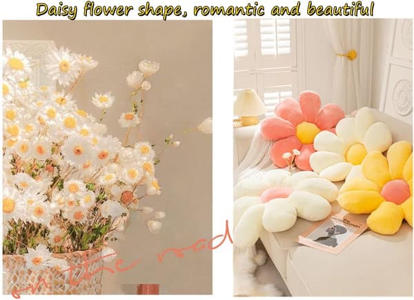Blomster golvkudde Daisy blomma form kudde söt sittdyna (rosa, 38cm)