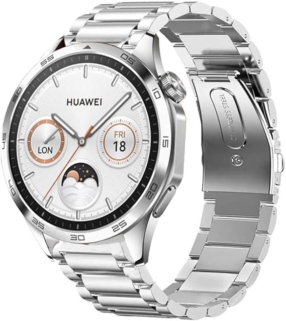 Compatible with HUAWEI WATCH GT4 46mm strap, quick release stainless steel, silver replacement strap (no tools included)