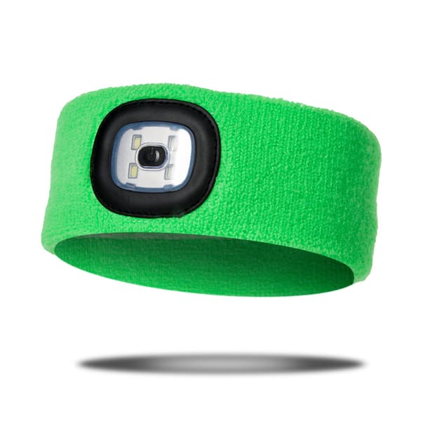 Grått sportpannebånd, ultra USB-oppladbart, elastisk sklisikkert svettebånd