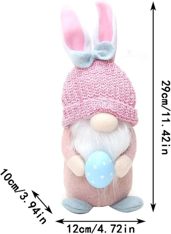 11\" Suede Easter Bunny Gnome with Egg | Scandinavian Spring Decoration for Trays | Blue