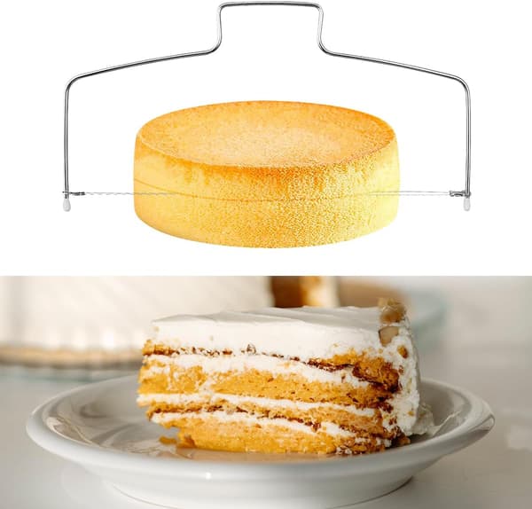 Professional Stainless Steel Cake Slicer - Adjustable Double Wire Cutter for Perfect Cake Slicing - Ideal Kitchen Baking Tool
