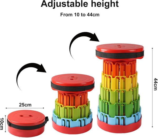 Portable Telescopic Stool, Camping Stool with 300KG Load Capacity, Lightweight Folding Stool, Foldable Stool for Outdoor Camping