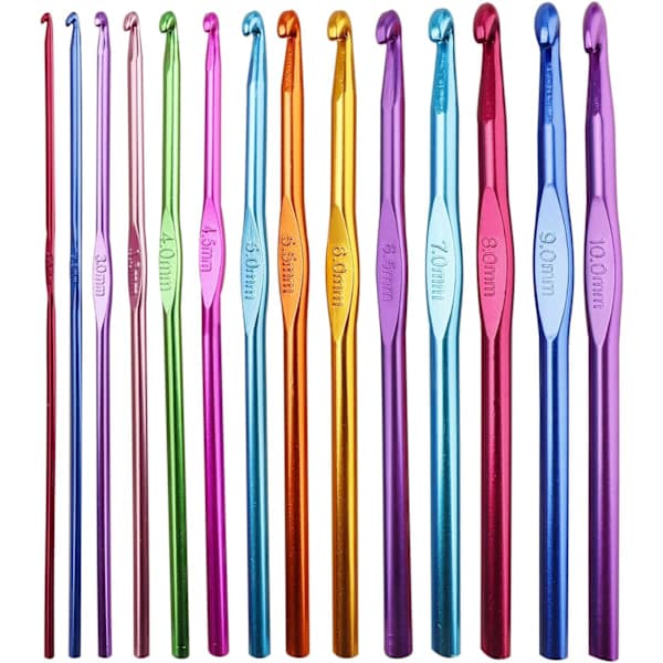 14 Pieces Aluminum Crochet Hooks, Multicolor Knitting Needles Craft Making Tools Yarn Set 2mm-10mm