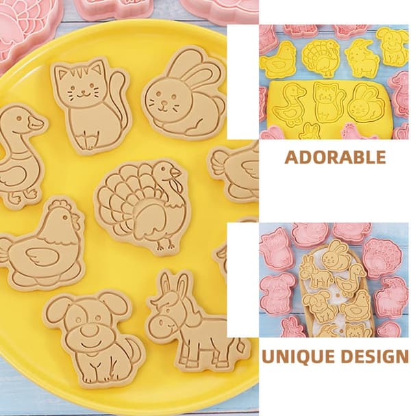Animal Biscuit Stamps Animal Shaped Cookie Cutter Reusable PP Material Cute Unique Design Safe