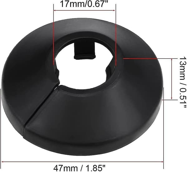 16 mm rörskyddsdekoration PP radiatorrosett vattenrör väggkåpa svart 8 st