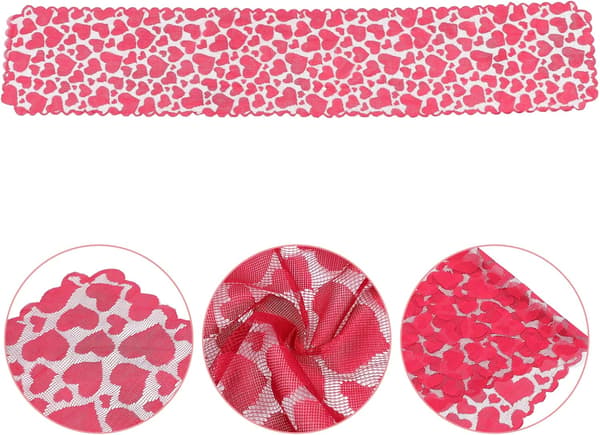 Heart Printed Table Runner Valentine's Day Decorative Tablecloth Red Table Runner