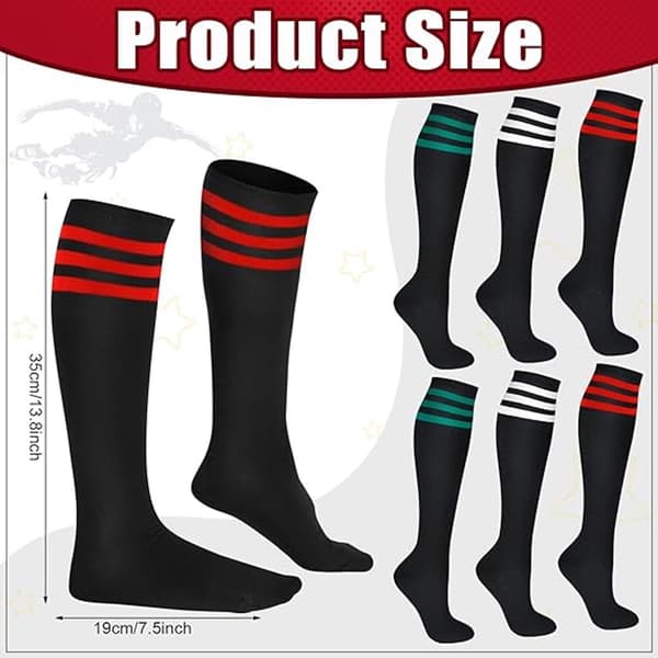 Knæstrømper 3 par - 35x19 cm - Polyester - Stribede rørstrømper - 3 forskellige farver - Varme sportsstrømper til kvinder