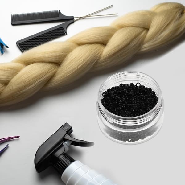 Silikonfôrede Nanoperler 3 mm Hårforlengelse Mikroringer 2-boks sett Svart og Beige