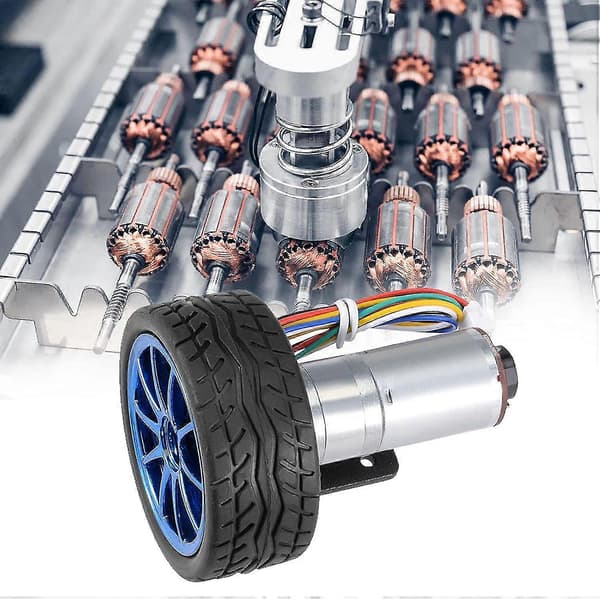 Geared Motor, DIY Encoder Geared Motor with Mounting Bracket 65mm Wheel Set for Smart Robot Printer (Speed 1000)