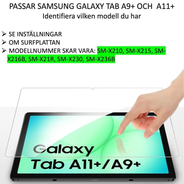 2ST 1SWEDEN Samsung Galaxy Tab A11+ skærmbeskyttelse hærdet glas 9H transparent