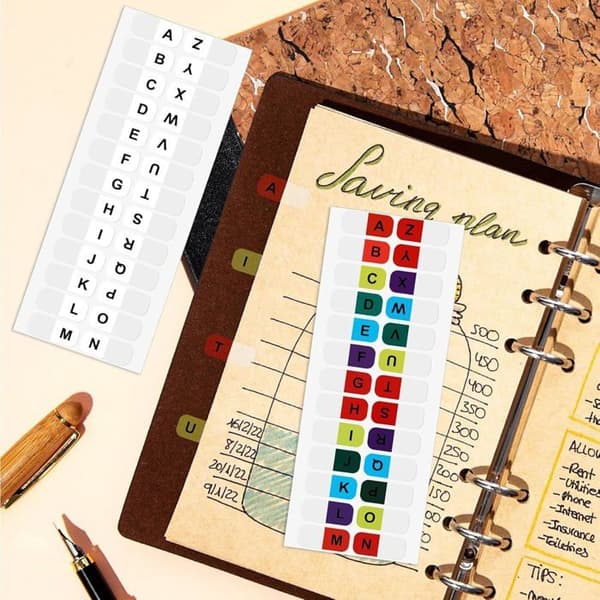 A-Ö Tab Stickers - 390 Pieces, Transparent Alphabetical - for Notebooks, Notes, Registers