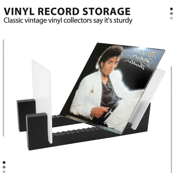 Vinylpladeopbevaring - Vinyl LP-pladestativ 34,8 cm langt - Vinylpladeholder (sort)