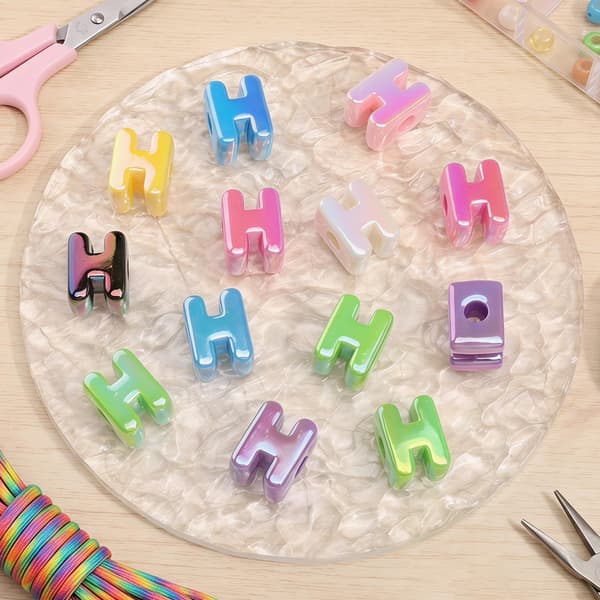 26-pack H-bokstavspärlor med stort hål, tjocka bubbelalfabetspärlor Large Letter Beads H Large Letter Beads H