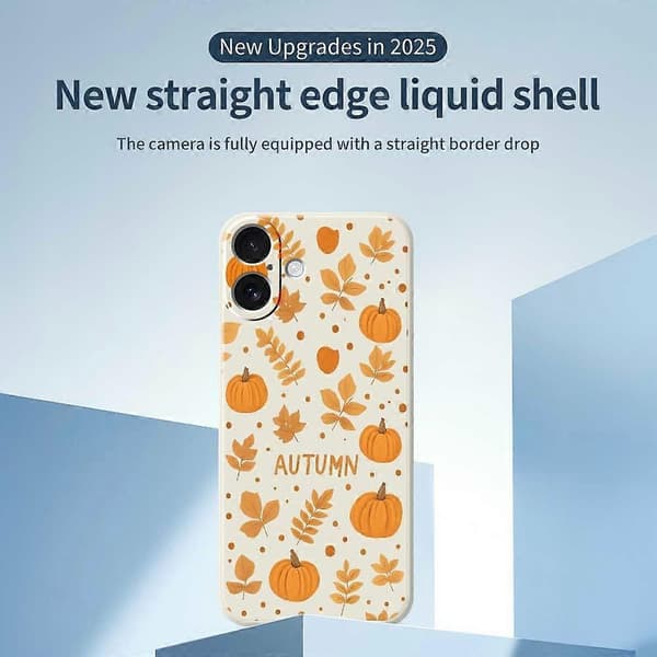 Kompatibel med iPhone 17 Cover Efterårstema Mønstertryk Lige Kant TPU Telefonbagside - Beige-lingling