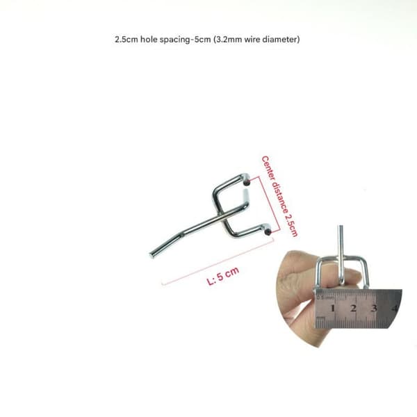 {hw} 15 Pcs Pegboard Hooks with 2.5 Holes, 5 cm Long and 3.2 mm Thick, Tool Hooks for Retail Display