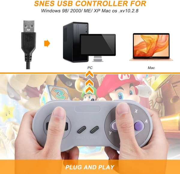 SNES USB-controller 2-pak Trådbundet Retro SNES Gamepad-controller til Super Nintendo_xx