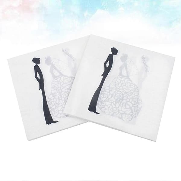 Festpapirservietter Brud og Brudgom Design Serviett til Bryllup 40 stk [DB]