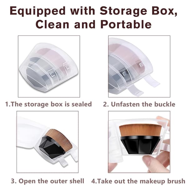 pcs Hexagon Flat Top Kabuki Foundation Brush med Beskyttende Etui til Flawless Flydende & Pudderapplikation (Sort)
