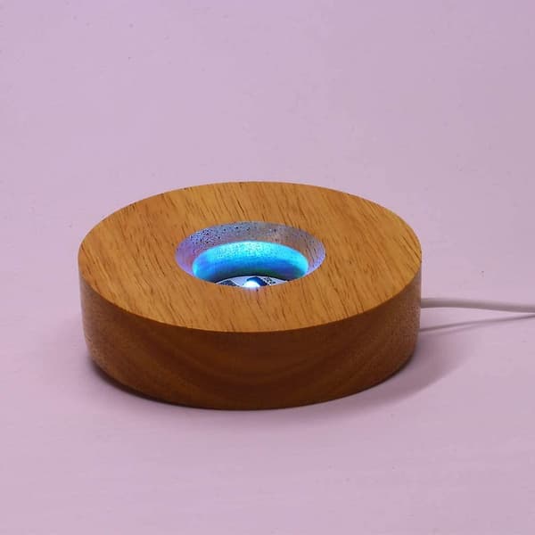 Tredispalybase med LED-belysning, fargede lys, 4 tommer (hdz004)