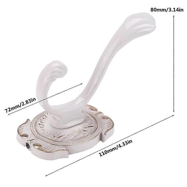 Bathroom Wall Mounted Metal Towel Rack Holder Hook Antique Ivory White Coat Clothes Hat