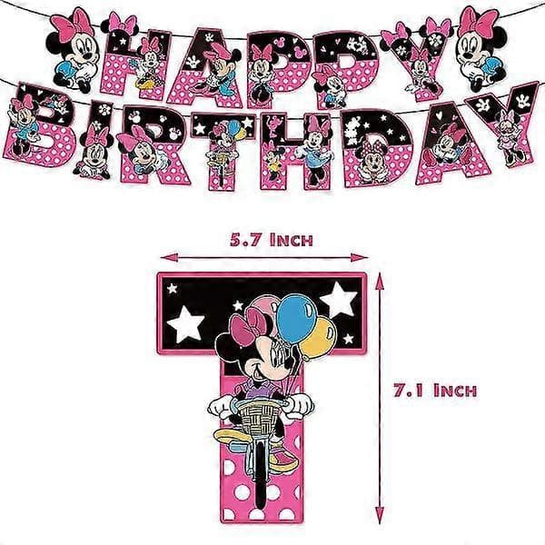 Minnie Mouse Børnefødselsdag Dekorationer Tilbehør Banner Balloner Kagepynt Sæt