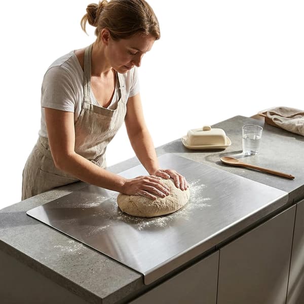 Stainless Steel Cutting Board with Raised Edge, 40 x 30 cm Stainless Steel Kitchen Counter Protector, Kitchen Counter Protector with Stop Edge