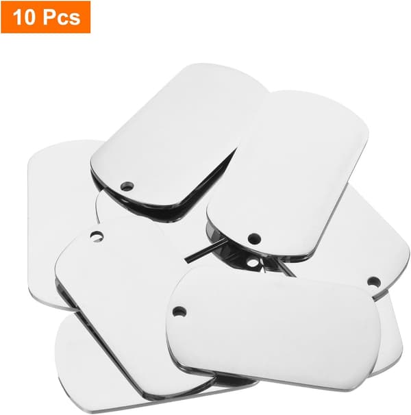 Tomme hundemerker 2x1,1 tommer Sølv 304SS 10 stk 1,97\"x1,1\" Silver