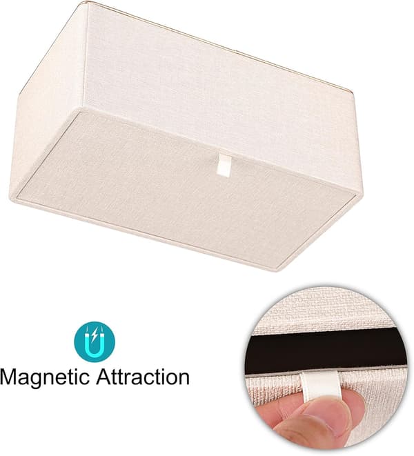 Rectangular linen tissue box with decorative gold line - Tissue holder for facial tissues