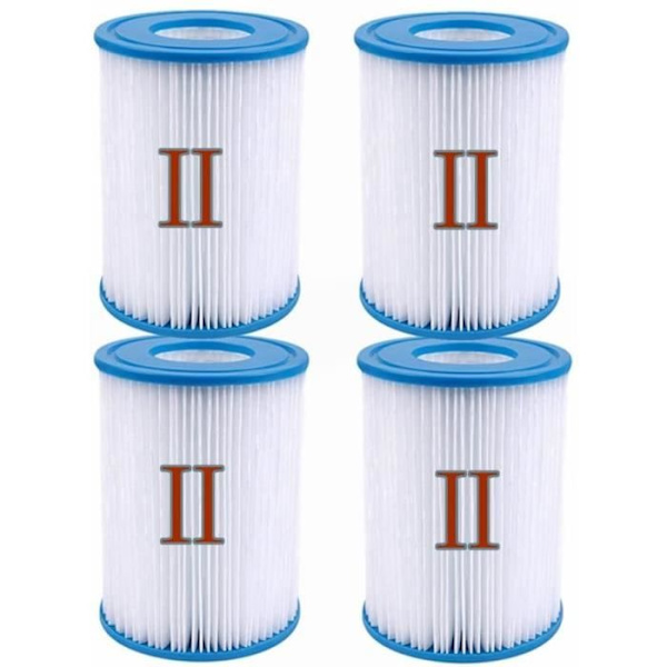 4-pack Replacement Filter Cartridges Type II for Filter Pump 58363, Pool Filter Type 2, Cartridge A323[DB]