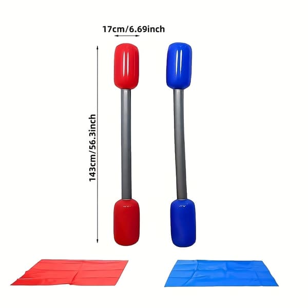 Oppblåsbart boksesett med pinner og puter for fester 2 stk matte + 2 stk stenger 2pcs Mat + 2pcs Rods