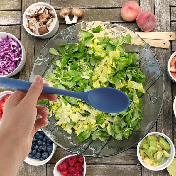 6 Pieces Silicone Cooking Spoons Non-Stick Mixing Spoons Ergonomic Design Humanized Handle Heat Resistant
