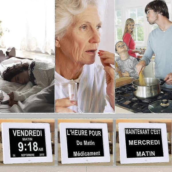 8\" LCD Digital Kalenderklocka med Datum, Kalenderklocka med Datum, Dag och Tid | Alzheimers Klocka