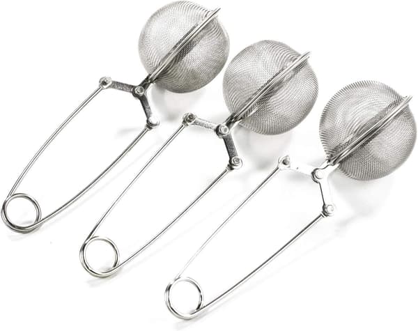3-pak Mesh Snap Kugle Te-si med Håndtag til Løse Teer og Krydderier Rustfrit Stål Te-infuser Te-filter