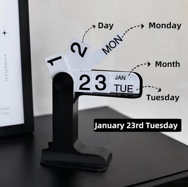 Bordkalender Gjenbrukbar Evig Stående Vendbar Datovisning Hvit Kontor Hjem [Ho]