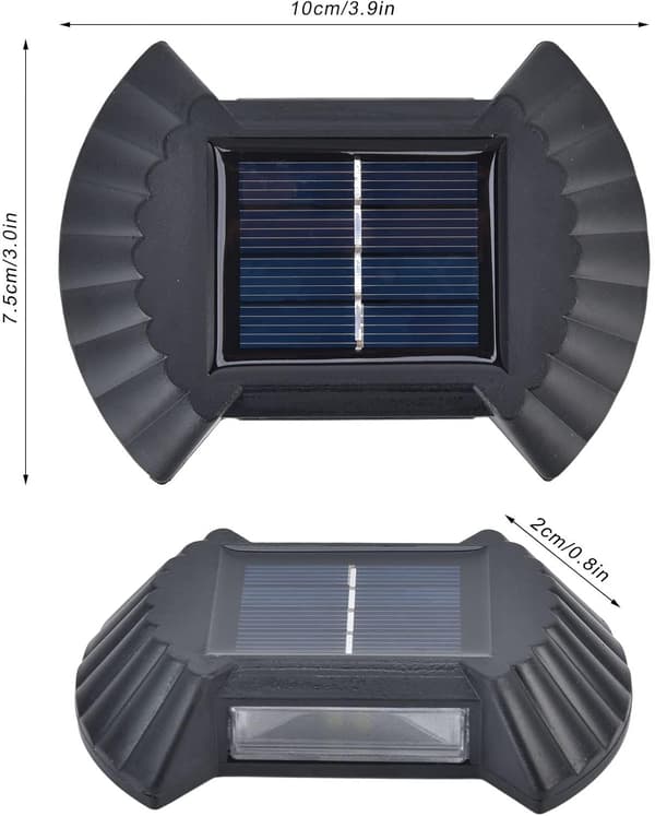4 sett multifunksjonelle vanntette LED solcelle vegglamper dekorative lamper veggmontering for uteplass hage (varmt lys)