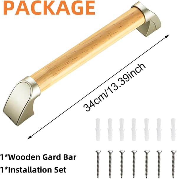 Solid Wood Bathroom Grab Bar Holder, 13” Bathtub Safety Grab Bar, Bathroom Accessibility Handle, Non-Slip Pull Handle