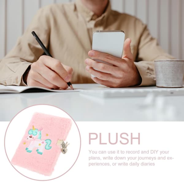 Unicorn Plush Notebook with Lock and Key A5 Girls Lockable Diary Cute Decorative Plush Notebook