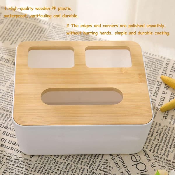 Serviettholder, serviett dispenser, vevsdispenser, multifunksjonell praktisk vevsboks, japansk stil bambus tre serviett organizer etui