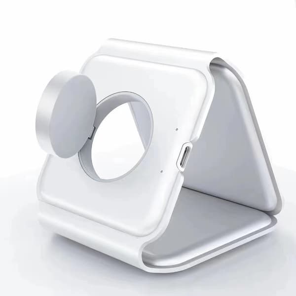 White Foldable iPhone Wireless Charging Pad, 3 in 1 Compact Wireless Charging Stand, Applicable to Portable Wireless Charging Station Mat for iWatch/
