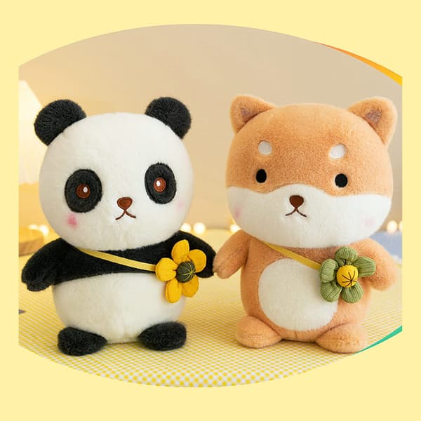Kosedyr Panda - Søt Panda Plysj Myk Klempute med Blomst Julebursdagsgave til Barn 10 \"