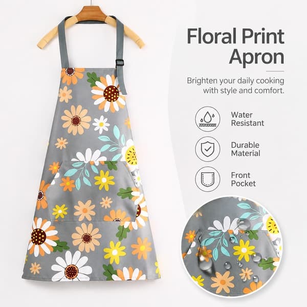 Forkle med blomstermønster, justerbart, kjøkkenmatlaging, baking, hagearbeid, unisex