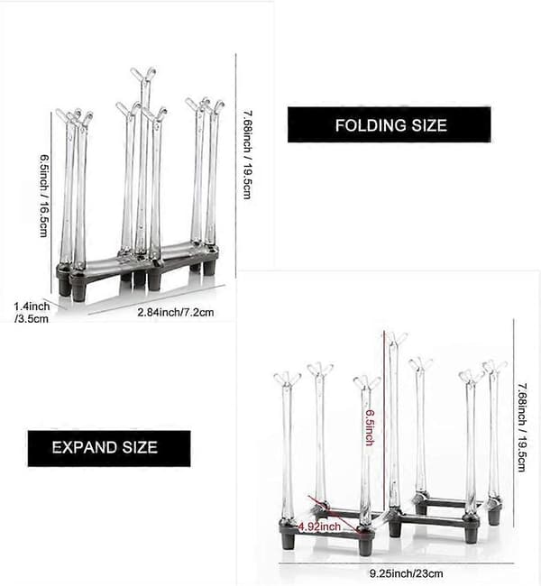 Retractable Drying Rack for Cups, Drying Rack for Glass Bottles, Dishes, Plastic Cups with Non-Slip Base for Kitchen Countertop