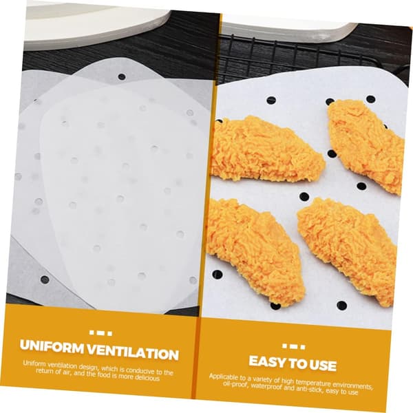 100 st. Air Fryer Pappersfoder Non-Stick Pergament för Fritering och Bakning Livsmedelsklassade Matlagningstillbehör