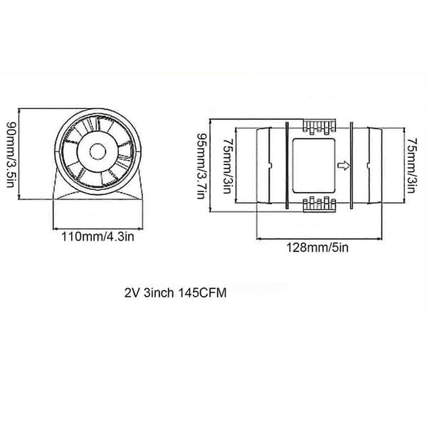 12V 3-tommer Inline Marine Lænse Luftblæser Stille Stærk Ventilationsventilator Passer til Yacht Båd RV(FQ)